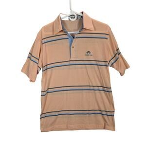 Vintage Aureus Shirt Mens Large Orange Stripes Palm Valley Country Club Golf